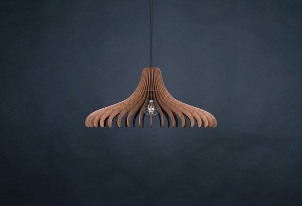 Walnut Pendant Light, Scandinavian Wood Chandelier
