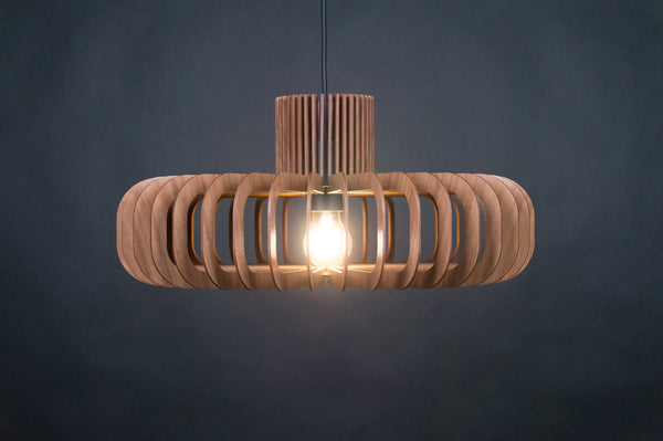 Walnut HDF Wooden Pendant Light: Mid-Century Modern Fixture