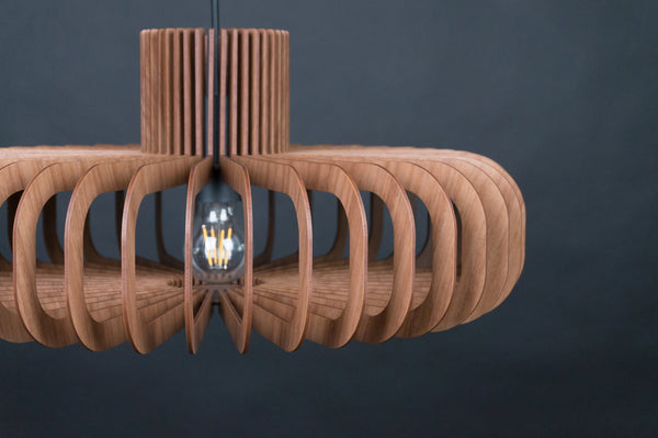 Walnut HDF Wooden Pendant Light: Mid-Century Modern Fixture