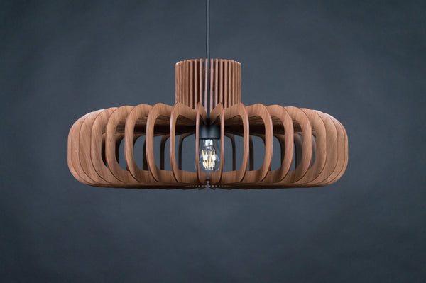 Walnut HDF Wooden Pendant Light: Mid-Century Modern Fixture