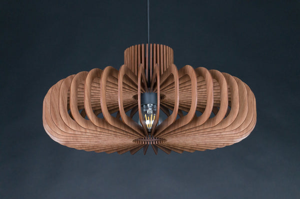 Walnut HDF Wooden Pendant Light: Mid-Century Modern Fixture