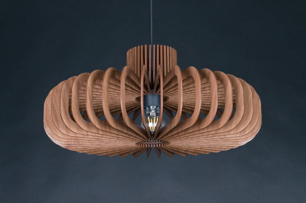 Walnut HDF Pendant Light: Scandinavian Style Wooden Chandelier
