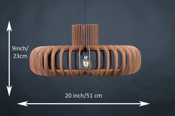 Walnut HDF Wooden Pendant Light: Mid-Century Modern Fixture