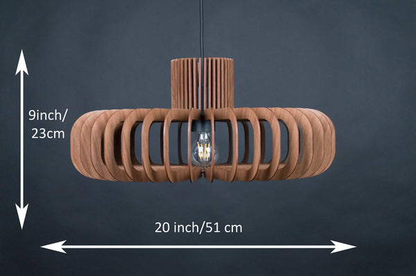 Walnut HDF Pendant Light: Scandinavian Style Wooden Chandelier