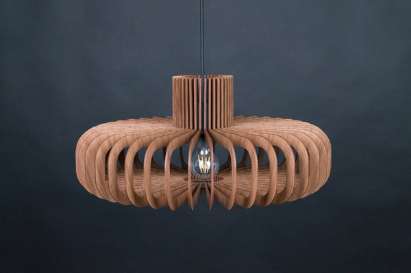 Walnut HDF Pendant Light: Scandinavian Style Wooden Chandelier