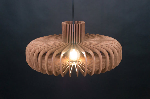 Walnut HDF Pendant Light: Scandinavian Style Wooden Chandelier