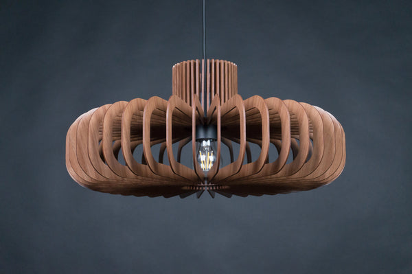 Walnut HDF Wood Pendant Light: Modern Scandinavian Fixture