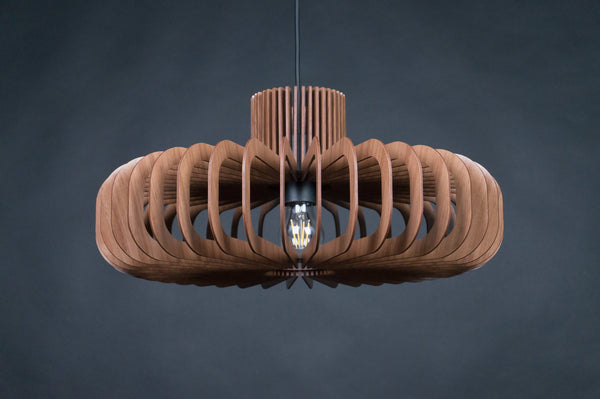 Walnut HDF Pendant Light: Scandinavian Style Wood Light Fixture