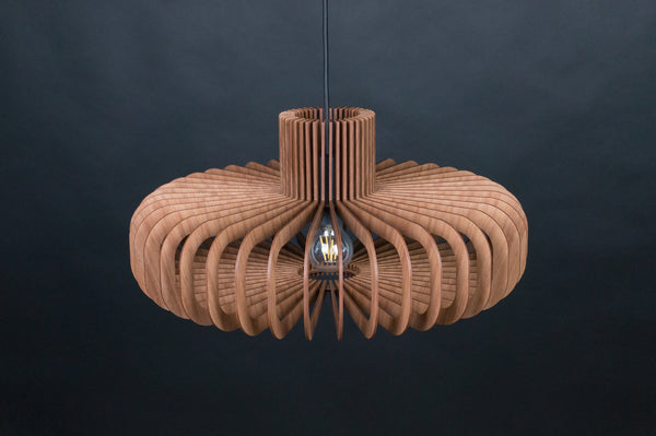 Walnut HDF Wood Pendant Light: Modern Scandinavian Fixture