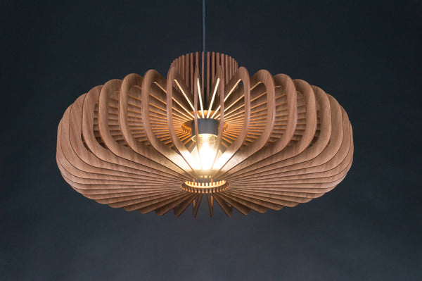 Walnut HDF Wood Pendant Light: Modern Scandinavian Fixture