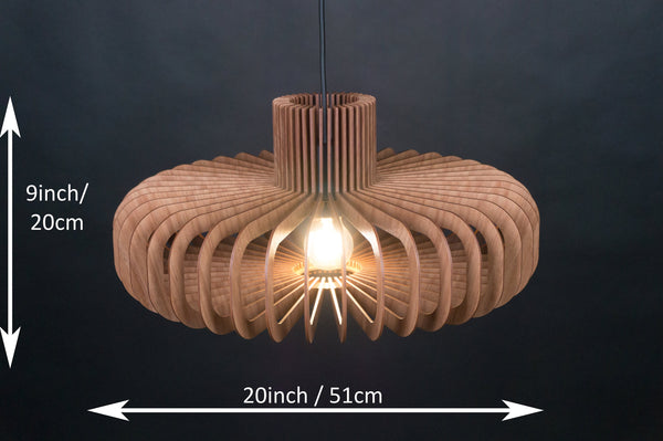 Walnut HDF Wood Pendant Light: Modern Scandinavian Fixture