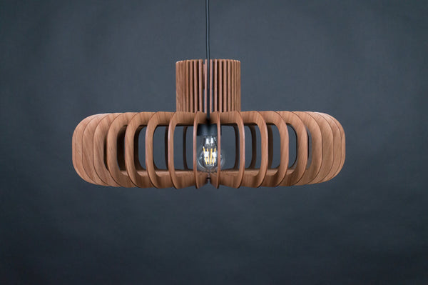 Walnut HDF Wood Pendant Light: Modern Scandinavian Fixture