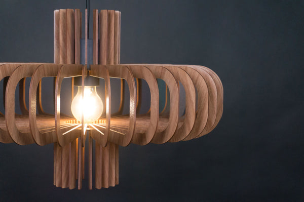 Walnut HDF Pendant Light: Modern Scandinavian Style