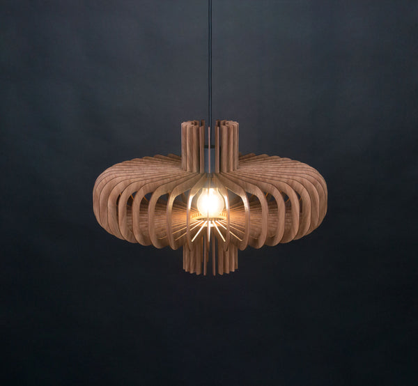Walnut HDF Pendant Light: Modern Scandinavian Style
