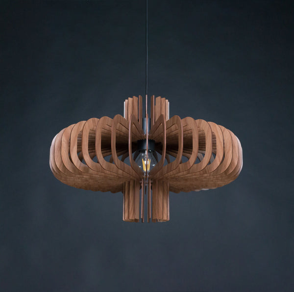 Walnut HDF Pendant Light: Modern Scandinavian Style
