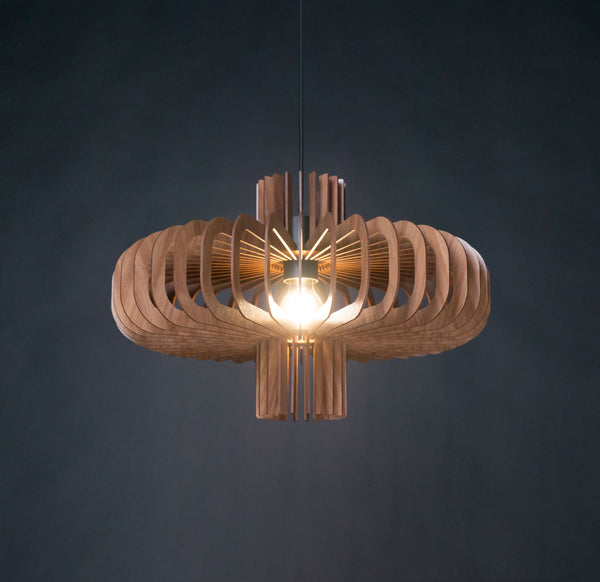 Walnut HDF Pendant Light: Modern Scandinavian Style