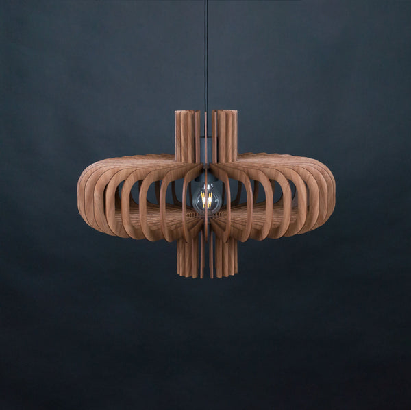 Walnut HDF Pendant Light: Modern Scandinavian Style