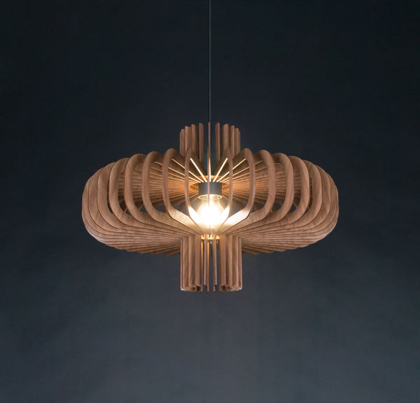 Walnut HDF Wood Pendant Light: Modern Ceiling Fixture