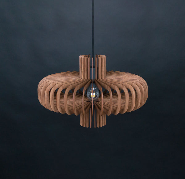 Walnut HDF Wood Pendant Light: Modern Ceiling Fixture