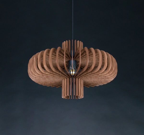 Walnut HDF Wood Pendant Light: Modern Ceiling Fixture