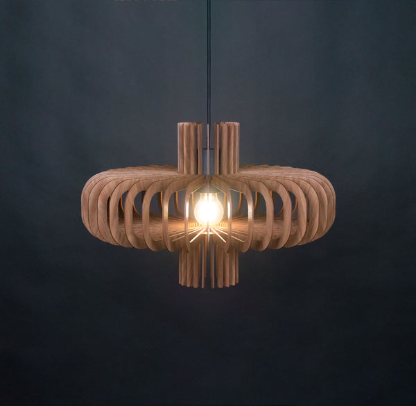 Walnut HDF Wood Pendant Light: Modern Ceiling Fixture