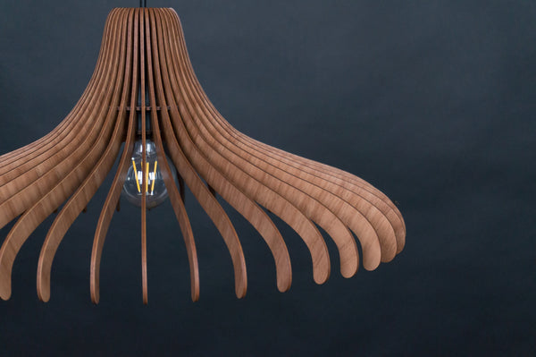 Walnut Pendant Light, Scandinavian Wood Chandelier