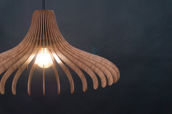 Walnut Pendant Light, Scandinavian Wood Chandelier