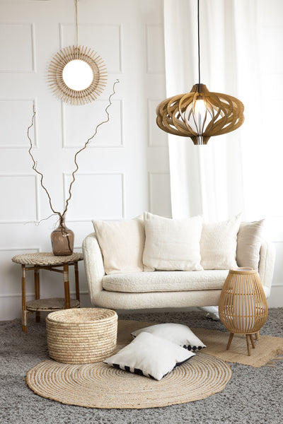 Wood Pendant Light, Scandinavian Geometric Ceiling Light