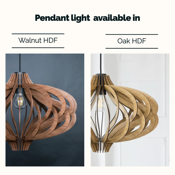 Wood Pendant Shade, Slatted Scandinavian Ceiling Fixture