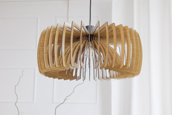 Geometric Wood Pendant Light: Modern Dining Chandelier