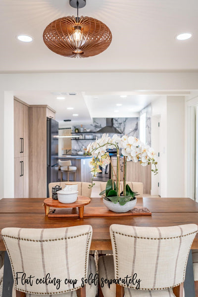 Wooden Ceiling Light, Geometric Dining Pendant