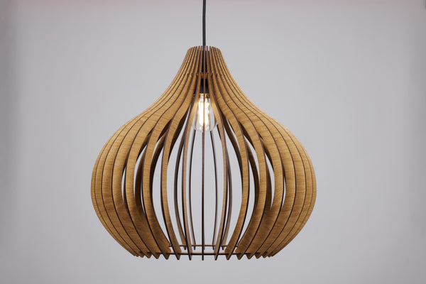 Wooden Pendant Light: Scandinavian Style Chandelier, Oak or Walnut HDF