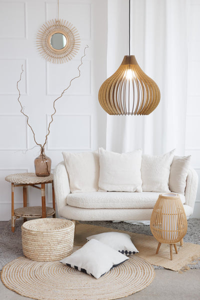 Wooden Pendant Light: Scandinavian Style Chandelier, Oak or Walnut HDF