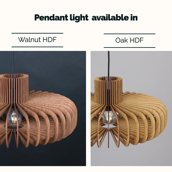 Walnut HDF Pendant Light: Scandinavian Style Wood Light Fixture