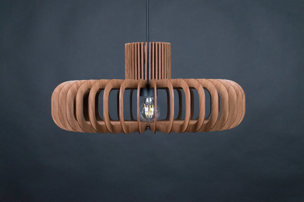 Walnut HDF Pendant Light: Scandinavian Style Wood Light Fixture
