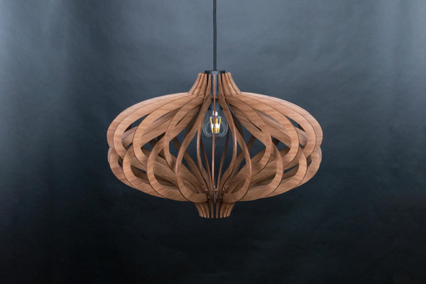 Wood Pendant Light, Scandinavian Geometric Ceiling Light