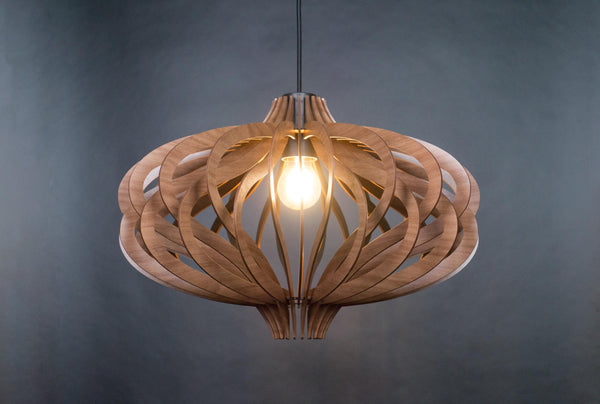 Wood Pendant Light, Scandinavian Geometric Ceiling Light