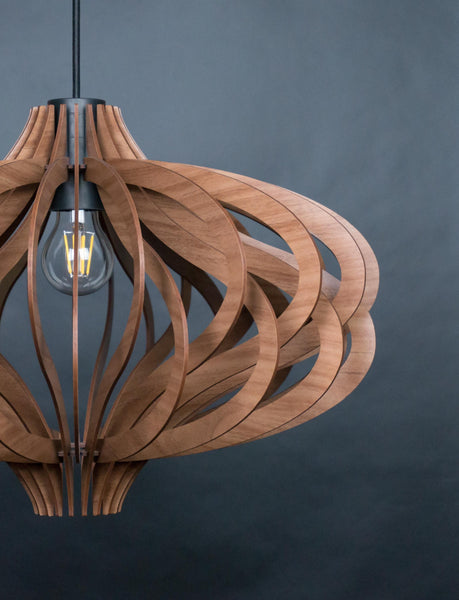 Wooden Pendant Light, Statement Entryway Staircase Chandelier
