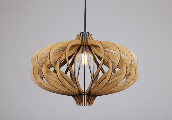 Wood Pendant Light, Scandinavian Geometric Ceiling Light