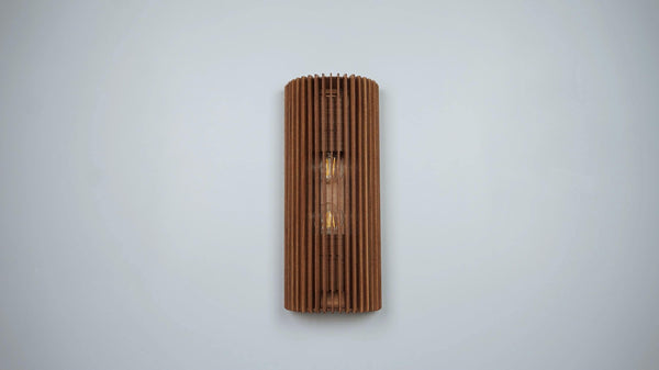 Wooden wall sconce -modern ribbed accent lamp, cozy atmosphere