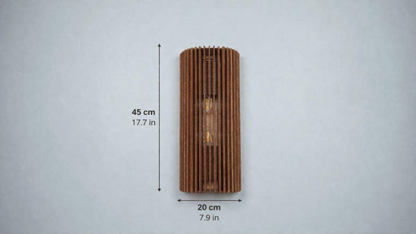 Wooden wall sconce -modern ribbed accent lamp, cozy atmosphere