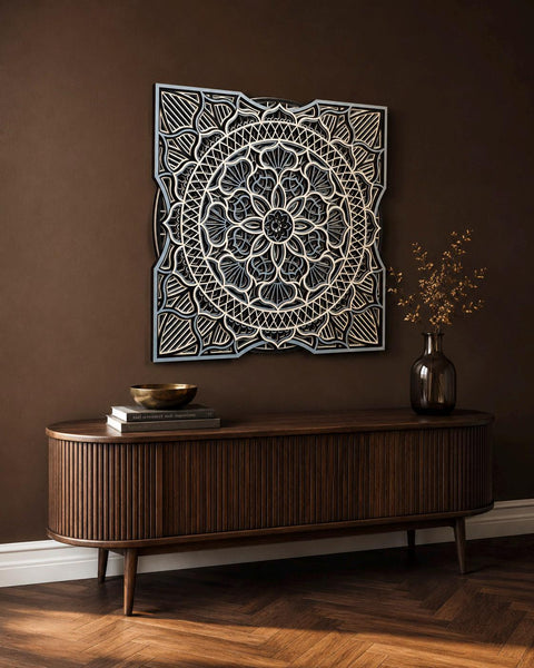 Layered Wood Mandala Wall Art, Bohemian Spiritual gift Decor, Large Meditation Piece.