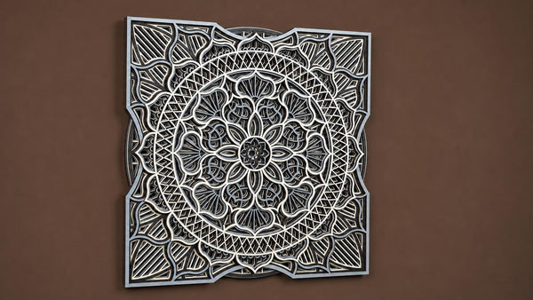 Layered Wood Mandala Wall Art, Bohemian Meditation Decor