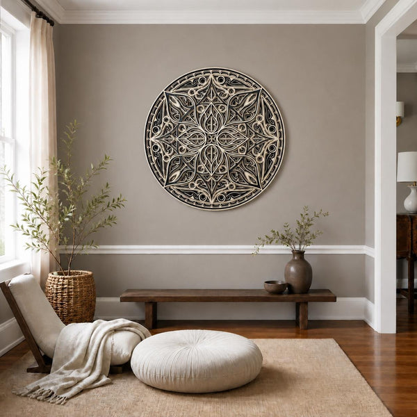 Mandala Wall Art, Sacred Geometry Decor in Wood for Boho Homes