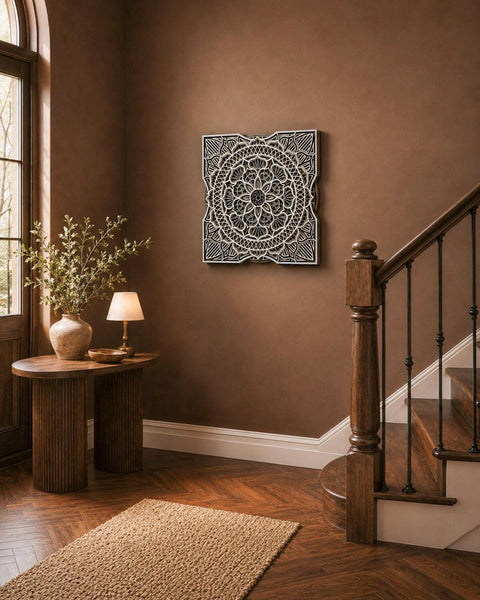 Layered Wood Mandala Wall Art, Bohemian Meditation Decor