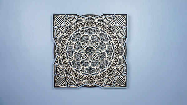 Layered Wood Mandala Wall Art, Bohemian Meditation Decor