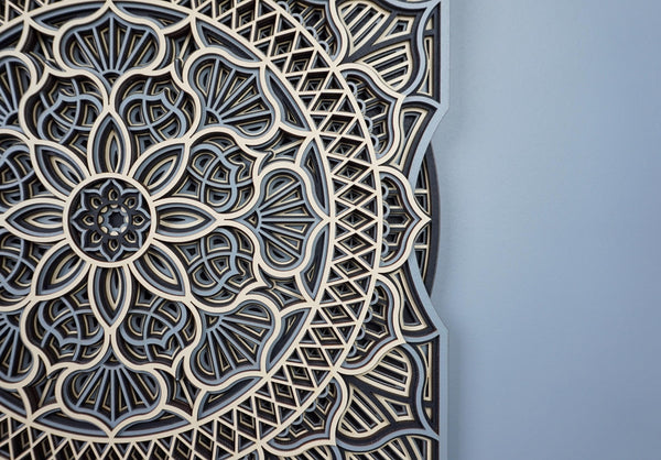 Layered Wood Mandala Wall Art, Bohemian Meditation Decor