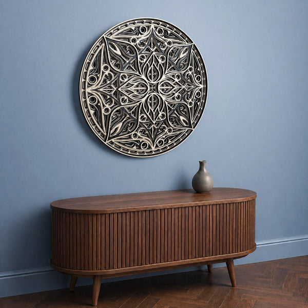 Mandala Wall Art, Sacred Geometry Decor in Wood for Boho Homes