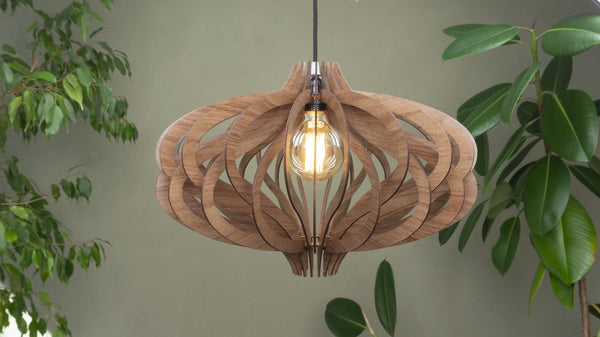 Wood Pendant Shade, Slatted Scandinavian Ceiling Fixture