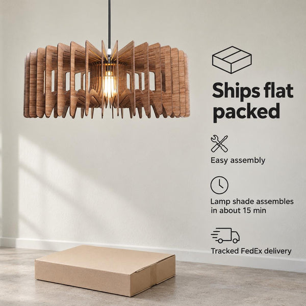 Geometric Wood Pendant Light, Chandelier for Kitchen and Dining